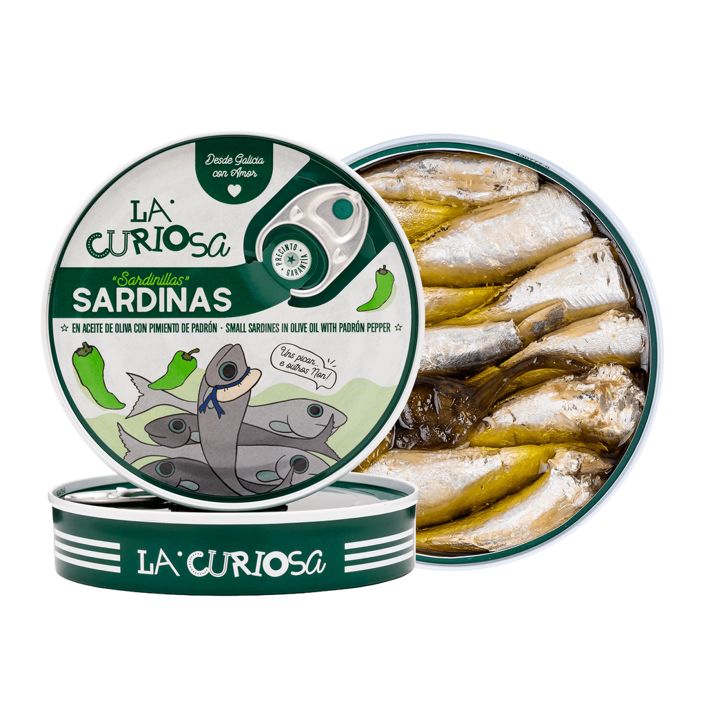 La Curiosa - Petites sardines à l'huile d'olive et au poivre de Padrón