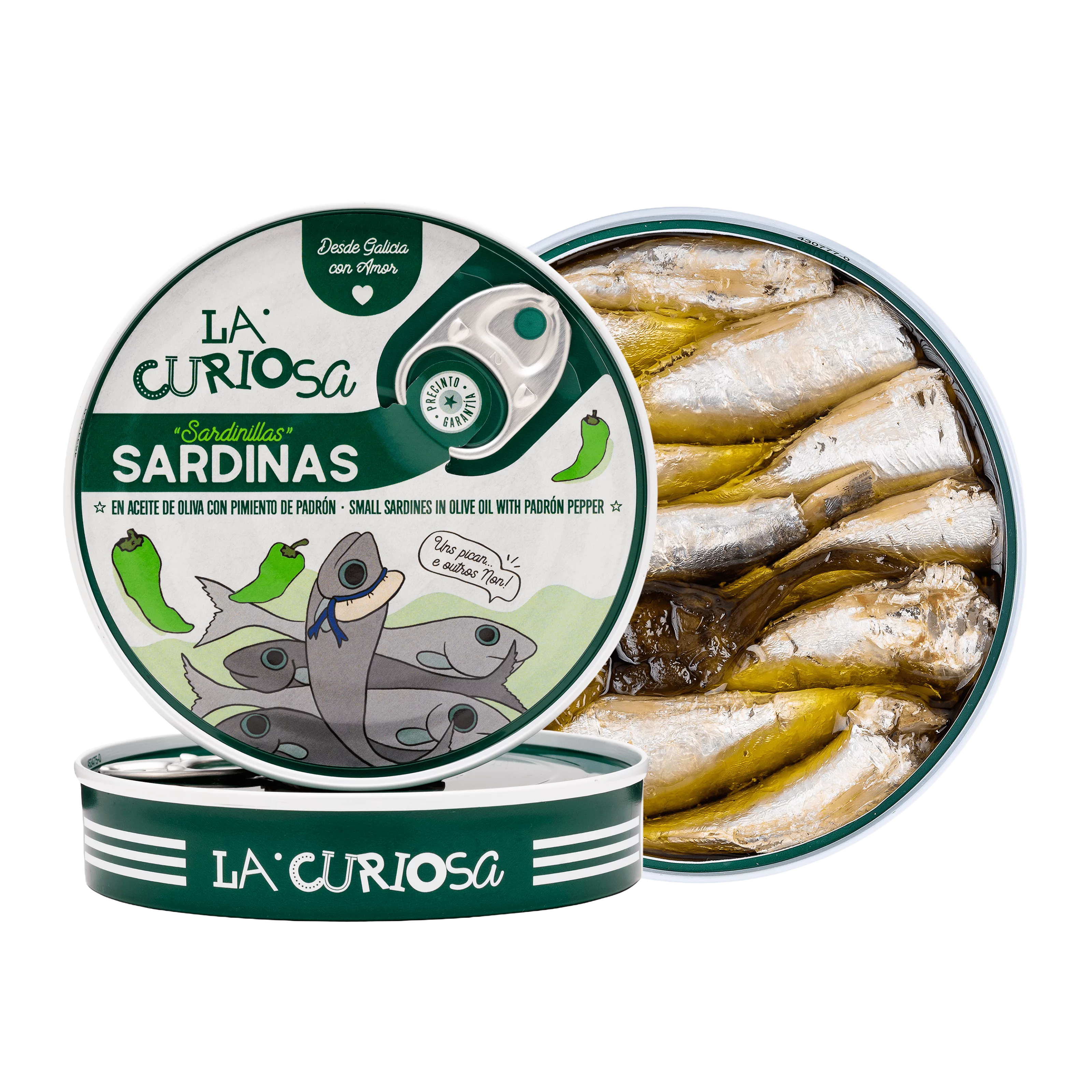 La Curiosa - Petites sardines à l'huile d'olive et au poivre de Padrón